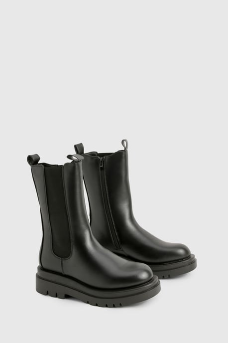 Chunky Cleated Calf High Chelsea Boots - Image 2
