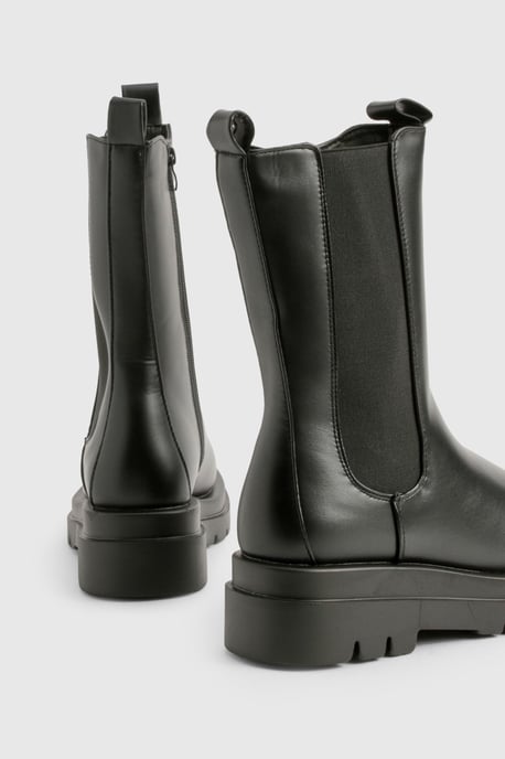 Chunky Cleated Calf High Chelsea Boots - Image 4