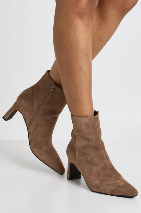 Low Heel Faux Suede Ankle Boots - Image 1