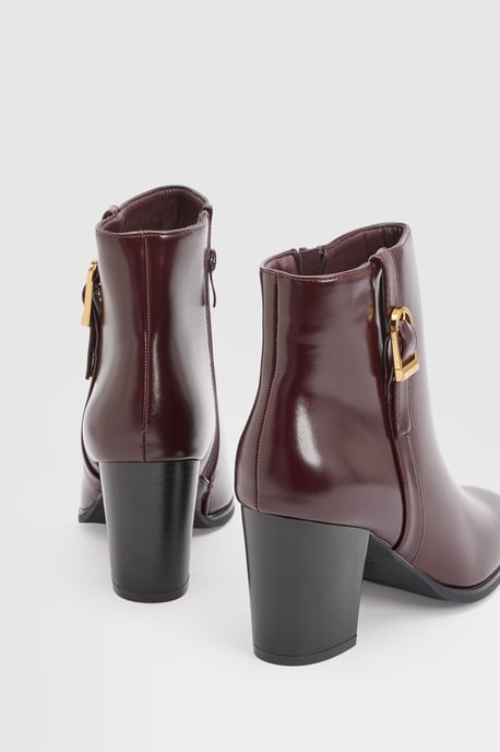 Sophie Faux Leather Buckle Detail Ankle Boots - Image 2