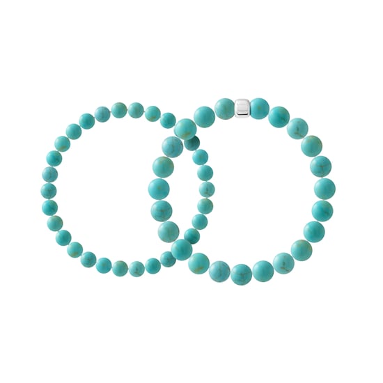 Set of 2 Bracelets TURQUOISE — Rhodium-Plated Sterling Silver 925 — 22 cm — Men - Image 1