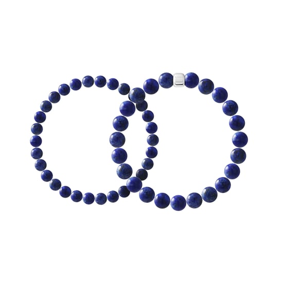 Set of 2 Bracelets LAPIS LAZULI — Rhodium-Plated Sterling Silver 925 — 19 cm — Men - Image 1