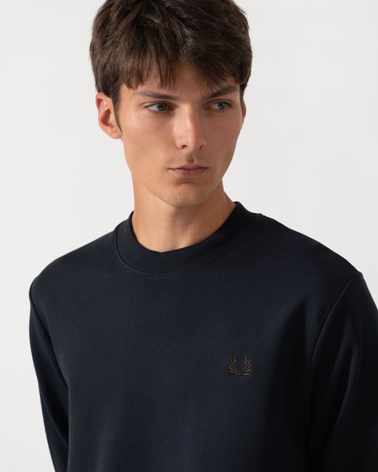 Regular Fit Long Sleeve Sweatshirt in Navy - Image 3