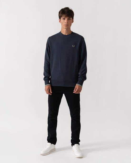 Regular Fit Long Sleeve Sweatshirt in Dark Blue - Image 1