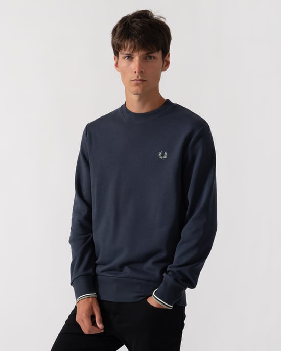 Regular Fit Long Sleeve Sweatshirt in Dark Blue - Image 3