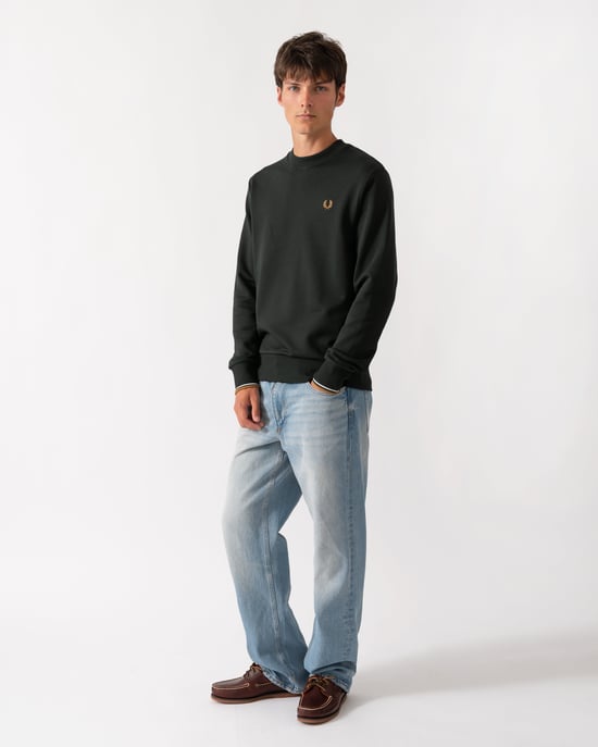 Regular Fit Long Sleeve Logo Detail Sweatshirt in Charcoal - Image 4