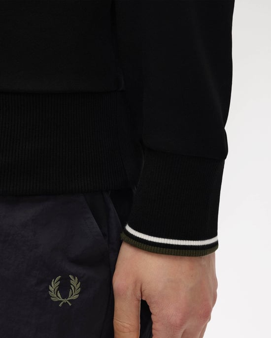 Regular Fit Long Sleeve Logo Detail Sweatshirt in Black - Image 3