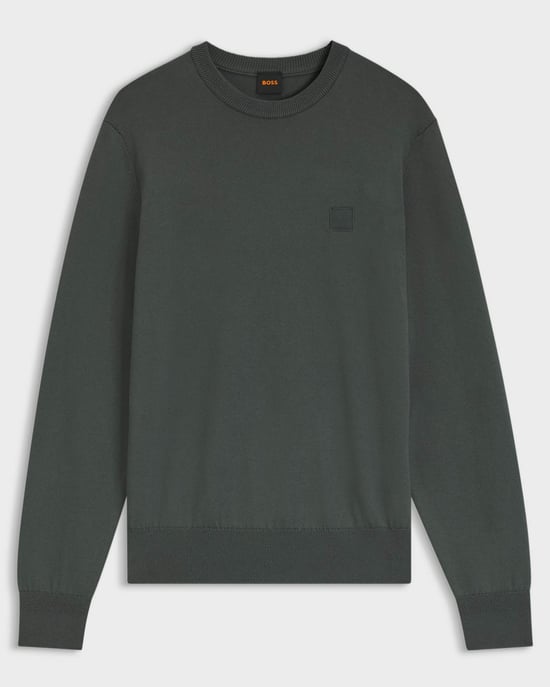Regular Fit Long Sleeve Logo Detail Jumper in Charcoal - Image 1
