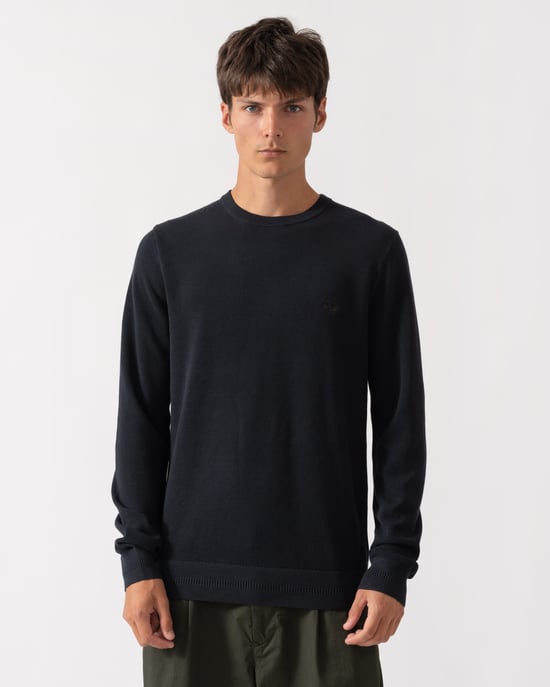 Regular Fit Long Sleeve Logo Detail Jumper in Navy - Image 1