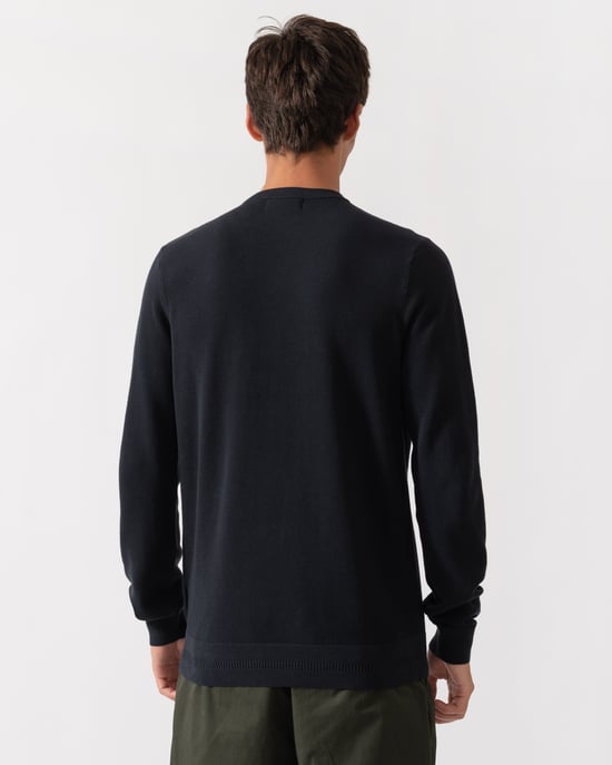 Regular Fit Long Sleeve Logo Detail Jumper in Navy - Image 2