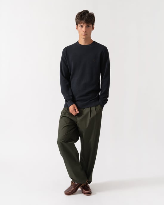 Regular Fit Long Sleeve Logo Detail Jumper in Navy - Image 4