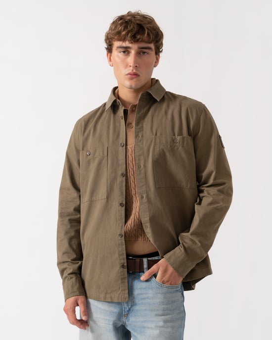 Regular Fit Long Sleeve Shirt in Olive - Image 1