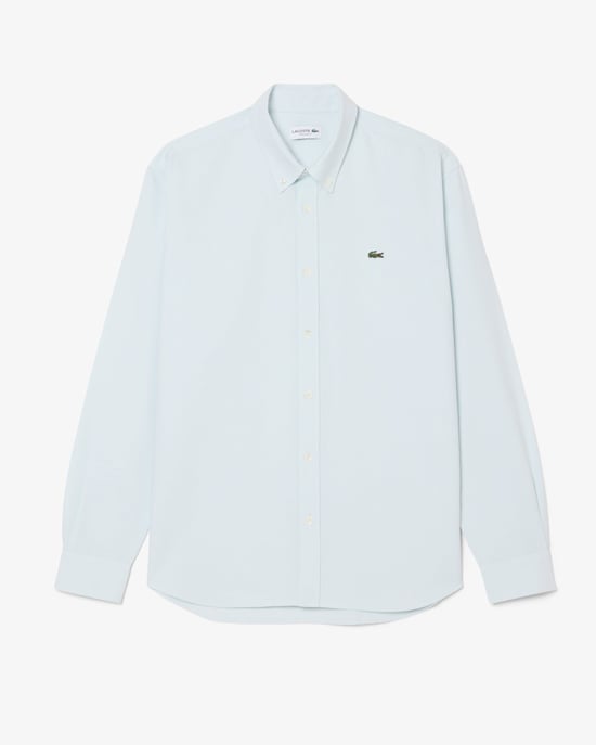 Regular Fit Long Sleeve Logo Detail Shirt in Pale Blue - Image 1
