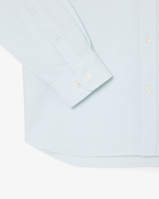 Regular Fit Long Sleeve Logo Detail Shirt in Pale Blue - Image 3