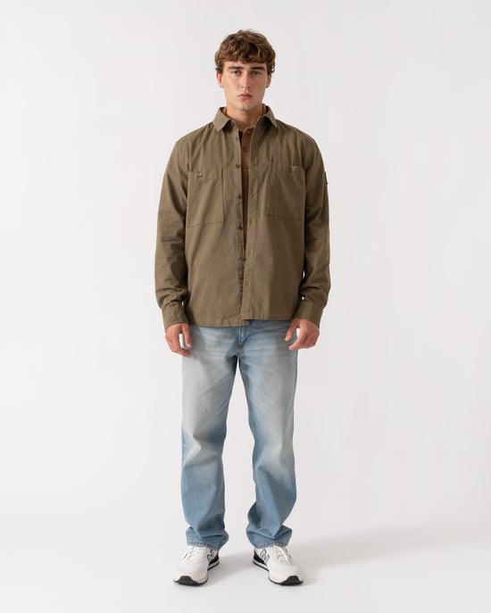 Regular Fit Long Sleeve Shirt in Olive - Image 3