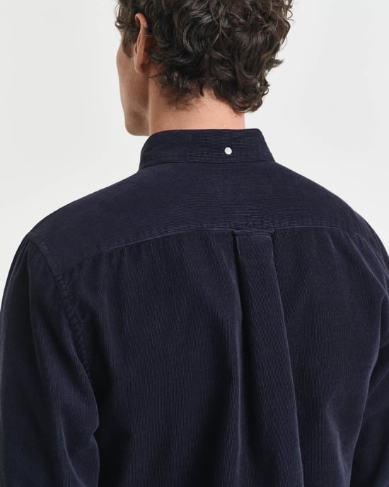Regular Fit Long Sleeve Logo Detail Shirt in Navy - Image 3