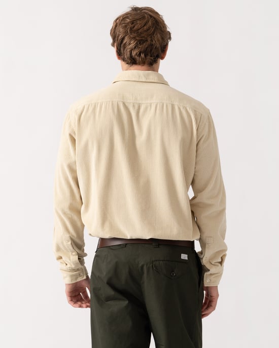 Regular Fit Long Sleeve Logo Detail Shirt in Ecru - Image 2