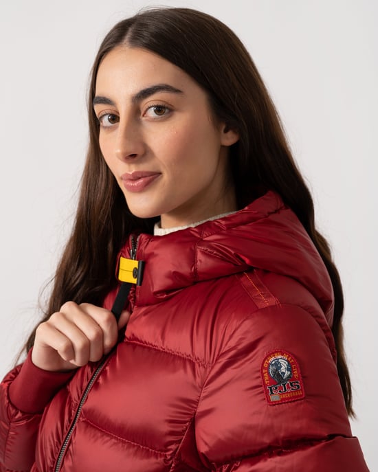 Mariah Adjustable Drawstring Bomber in Red - Image 4
