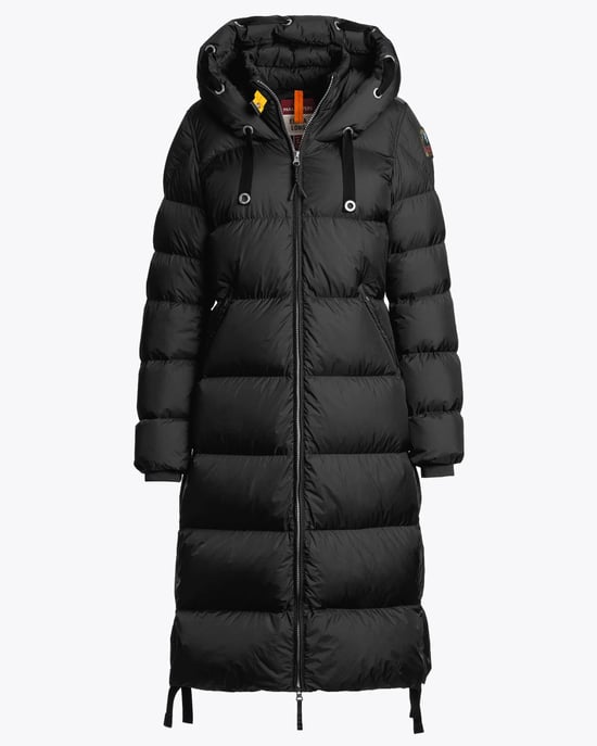 Panda Womens Hooded Down Coat Logo Detail Hooded Down Coat in Black - Image 1