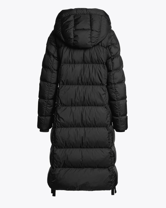 Panda Womens Hooded Down Coat Logo Detail Hooded Down Coat in Black - Image 3