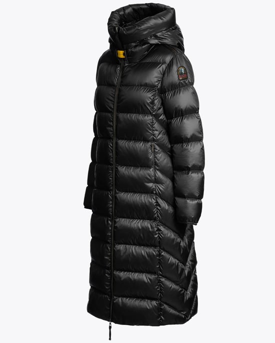 Leah Adjustable Drawstring Hooded Down Coat in Black - Image 2