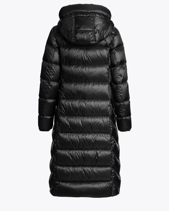 Leah Adjustable Drawstring Hooded Down Coat in Black - Image 3