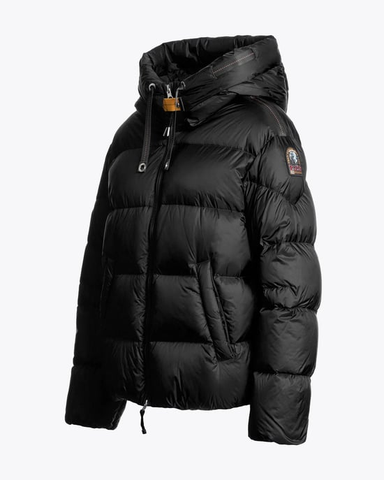 Hooded Down Adjustable Drawstring Hooded Down Jacket in Black - Image 4