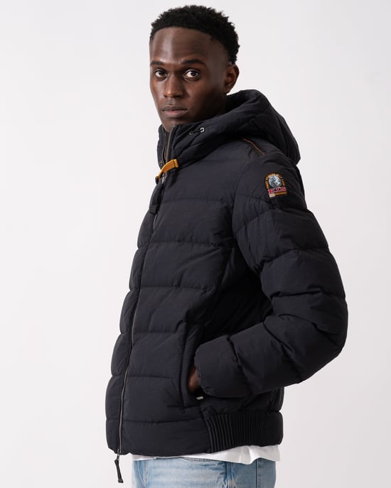 Cassian Hooded Down Jacket in Black - Image 2