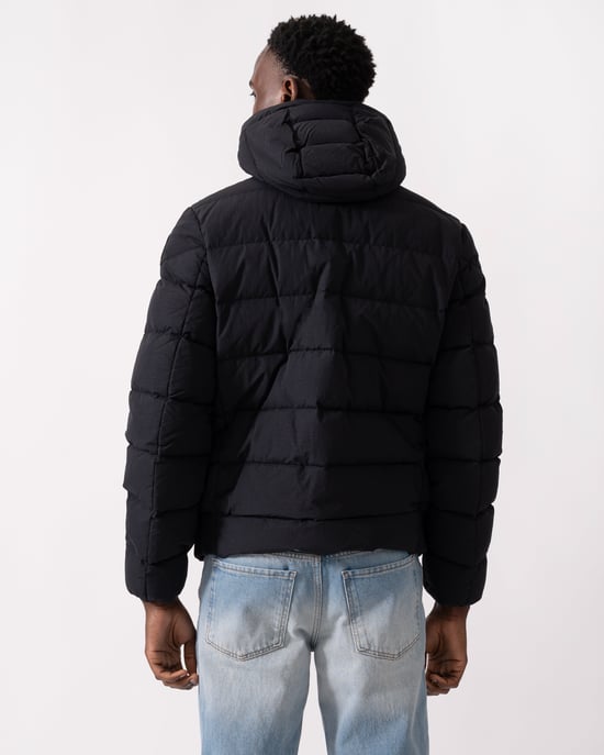 Cassian Hooded Down Jacket in Black - Image 3