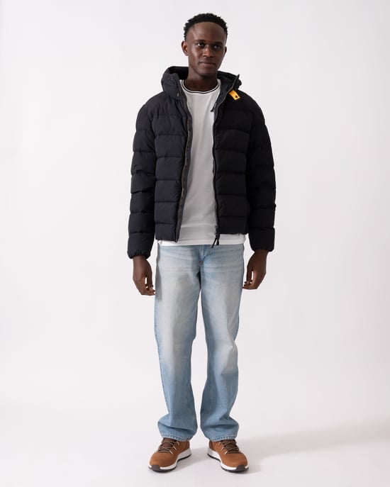 Cassian Hooded Down Jacket in Black - Image 4