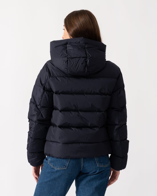 Long Sleeve Hooded Down Jacket in Navy - Image 2