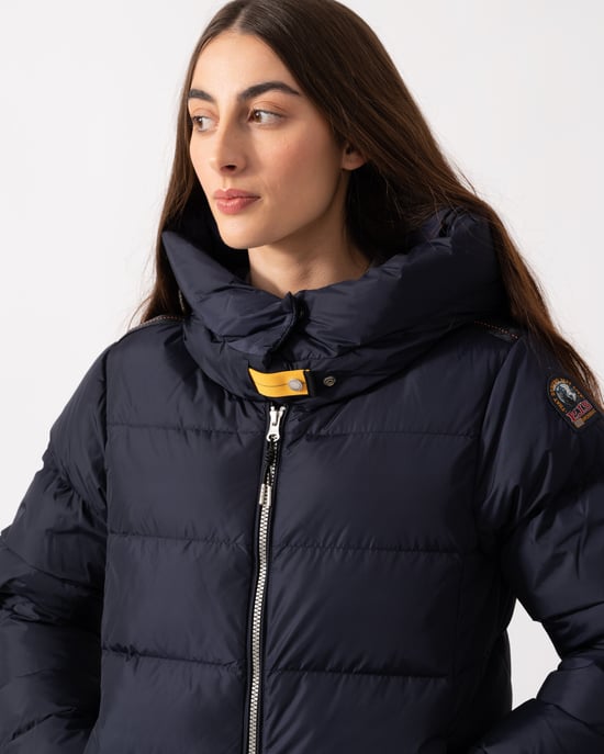 Long Sleeve Hooded Down Jacket in Navy - Image 3
