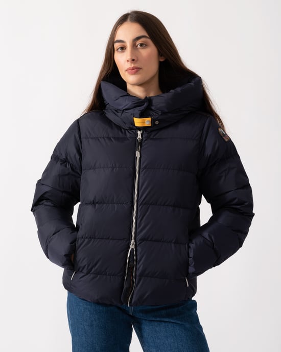 Long Sleeve Hooded Down Jacket in Navy - Image 4