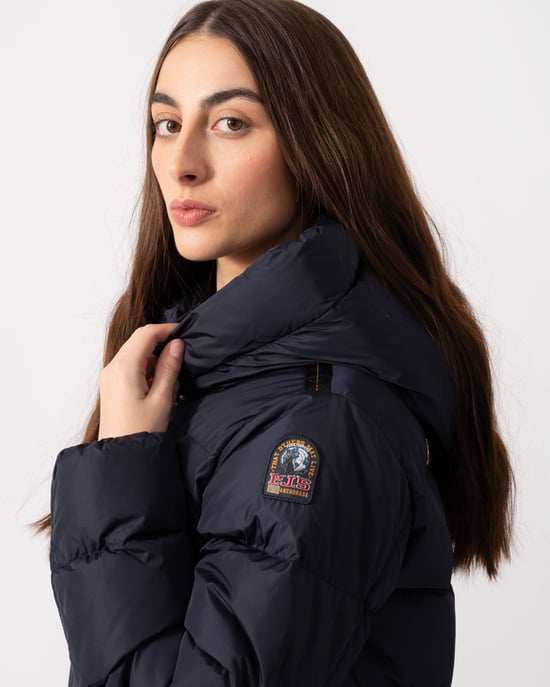 Long Sleeve Hooded Down Jacket in Navy - Image 5