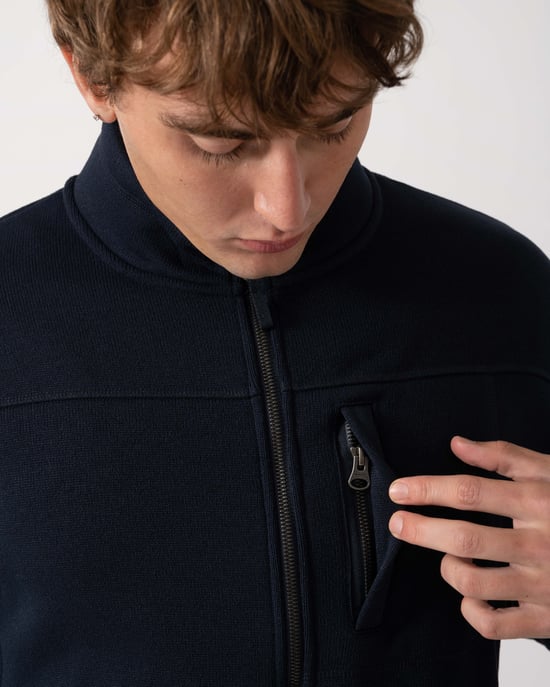 Regular Fit Long Sleeve Logo Detail Lightweight Jacket in Navy - Image 3