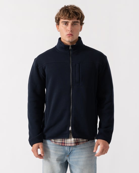 Regular Fit Long Sleeve Logo Detail Lightweight Jacket in Navy - Image 5