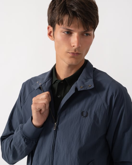 Regular Fit Long Sleeve Logo Detail Lightweight Jacket in Dark Blue - Image 6