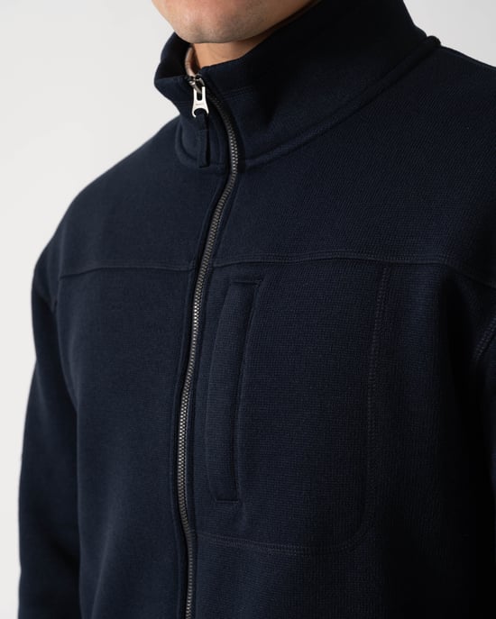 Regular Fit Long Sleeve Logo Detail Lightweight Jacket in Navy - Image 6