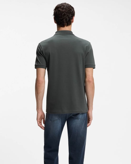 Slim Fit Short Sleeve Logo Detail Polo Shirt in Olive - Image 2