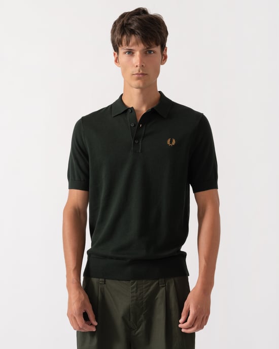 Regular Fit Short Sleeve Logo Detail Polo Shirt in Charcoal - Image 1