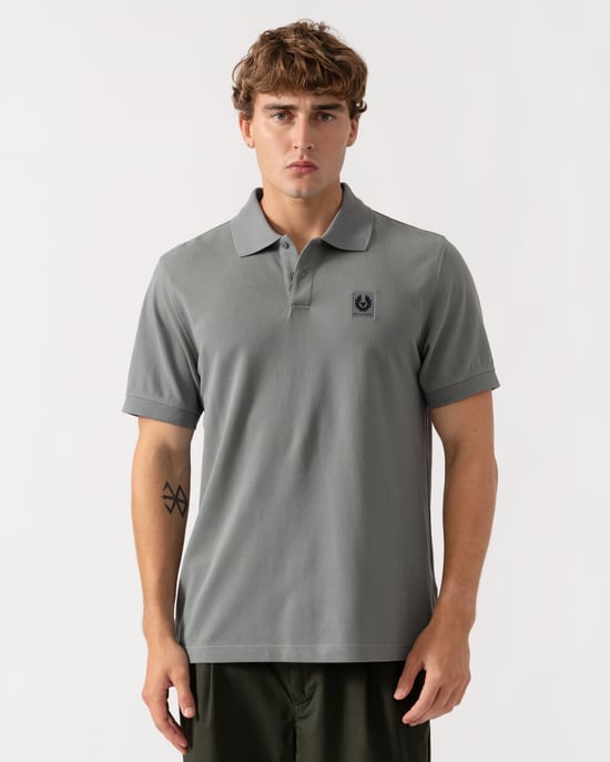 Short Sleeve Logo Detail Polo Shirt in Grey - Image 1