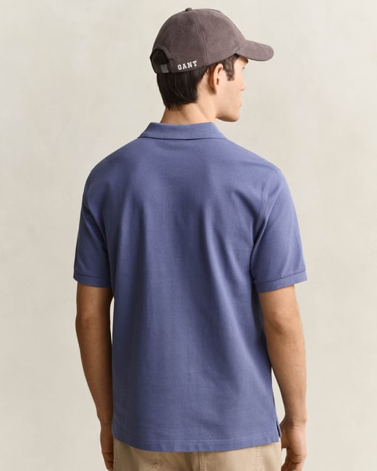 Regular Fit Short Sleeve Logo Detail Polo Shirt in Blue - Image 2