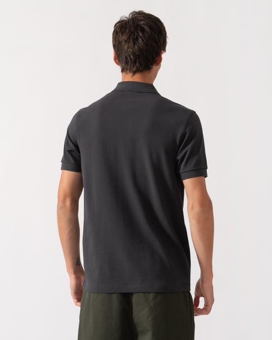 Regular Fit Short Sleeve Straight Hem Polo Shirt in Charcoal - Image 2
