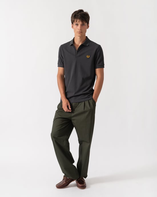 Regular Fit Short Sleeve Straight Hem Polo Shirt in Charcoal - Image 4