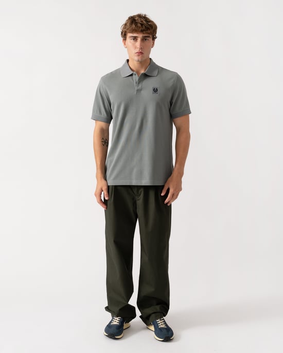 Short Sleeve Logo Detail Polo Shirt in Grey - Image 4