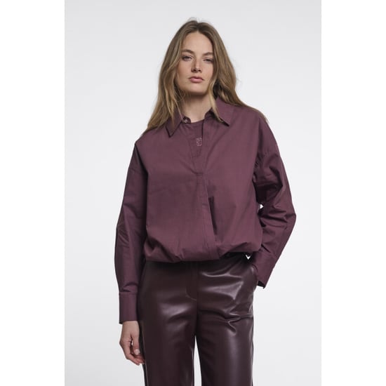 Rino & Pelle Nio.7002611 rino en pelle wrap blouse with fixed innertop chocolate bean - Image 1
