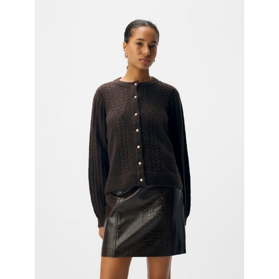Object objflora re ls knit button cardigan 23046884 seal brown - Image 2