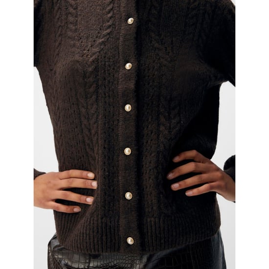 Object objflora re ls knit button cardigan 23046884 seal brown - Image 5
