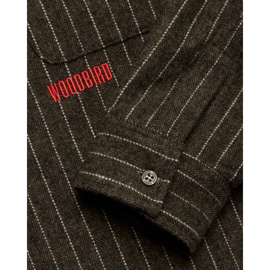 Woodbird buzo herringbone shirt 2636-704 dark olive - Image 6
