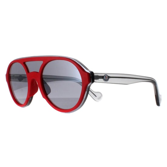 Moncler Ronde Unisex Glanzend Rood en Grijs Transparant Grijze Spiegel ML0052 - Image 2